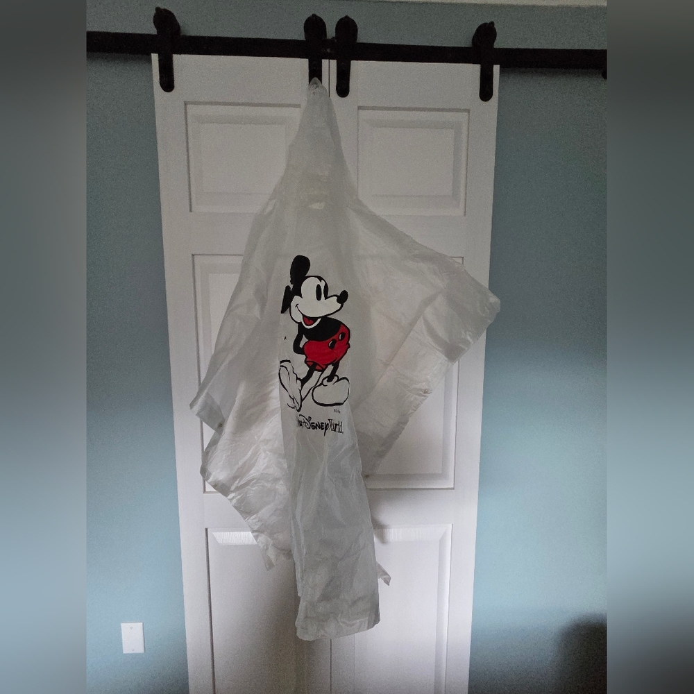 Vintage Disney World Mickey Mouse Rain Poncho Adult One Size Clear 100% PVC